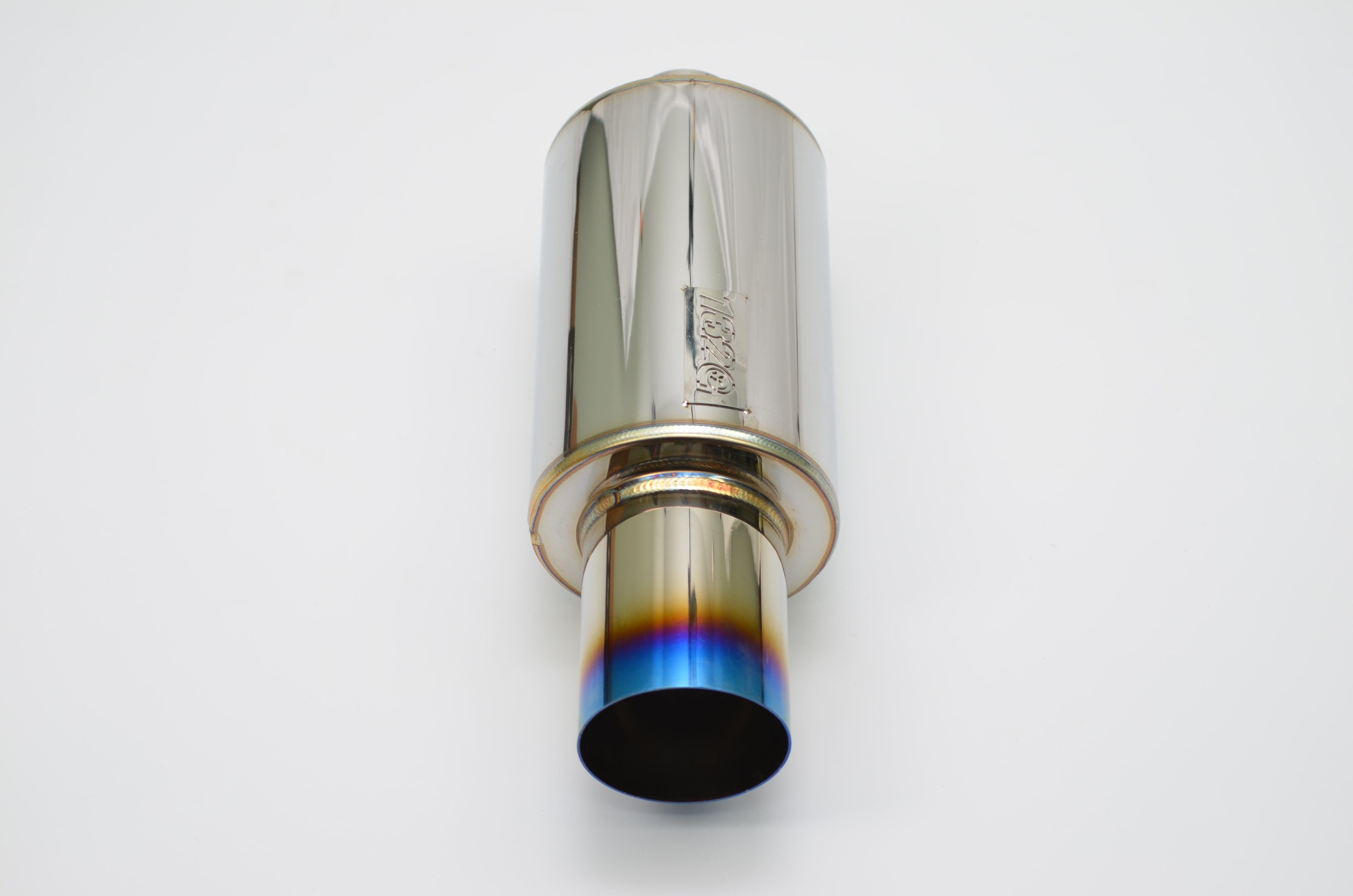 HKS Titanium Blue Straight Flow Muffler – 2.5" Inlet / 4" Outlet, Stainless Steel, Universal Weld-On