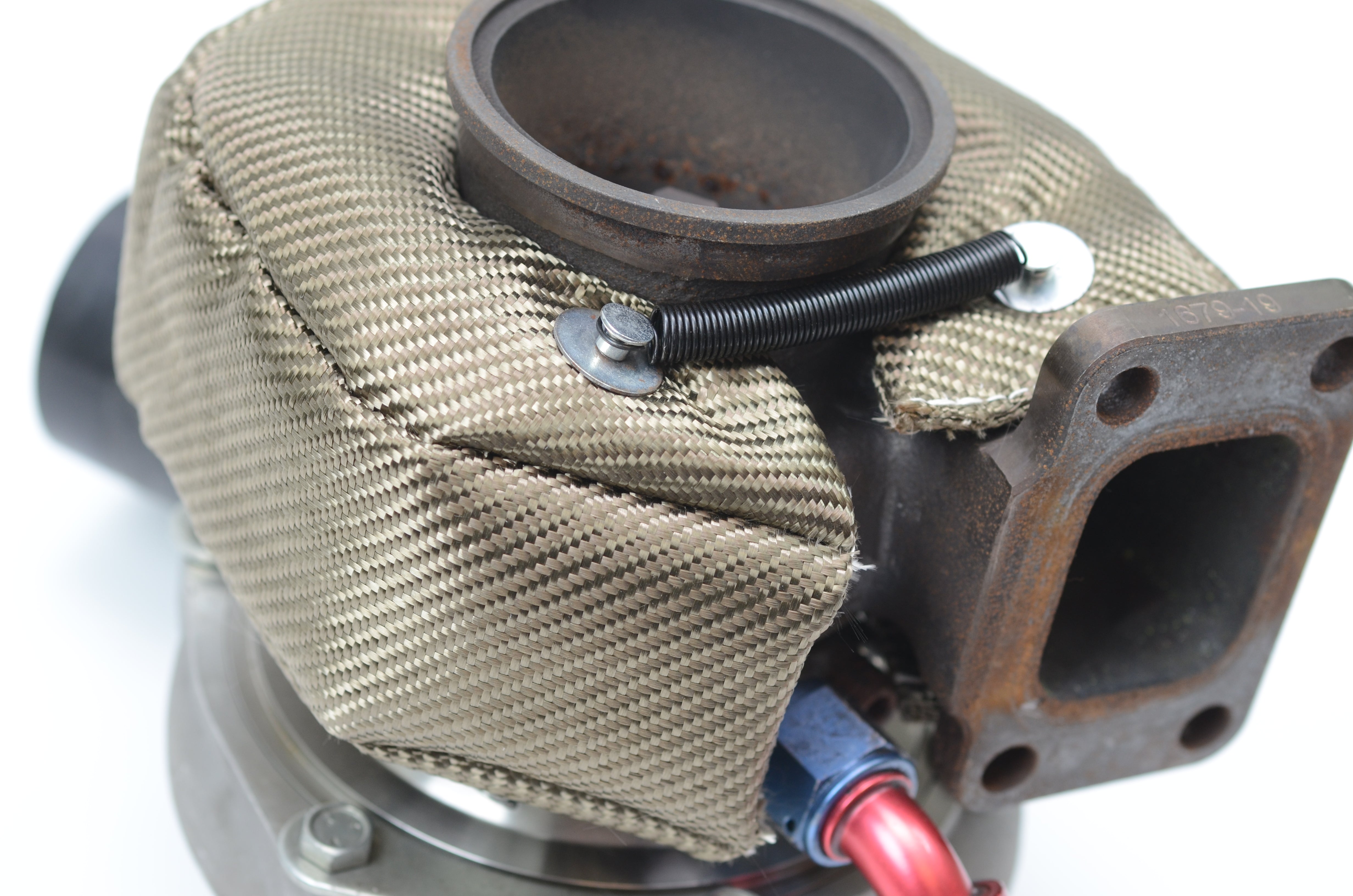 thumbnail image 2 of KM Racing T3 High Heat Turbo Blanket - Silver - Fits Garrett GT25 GT28 GT30 GT35, Holset HX35 HX40 2 of 6