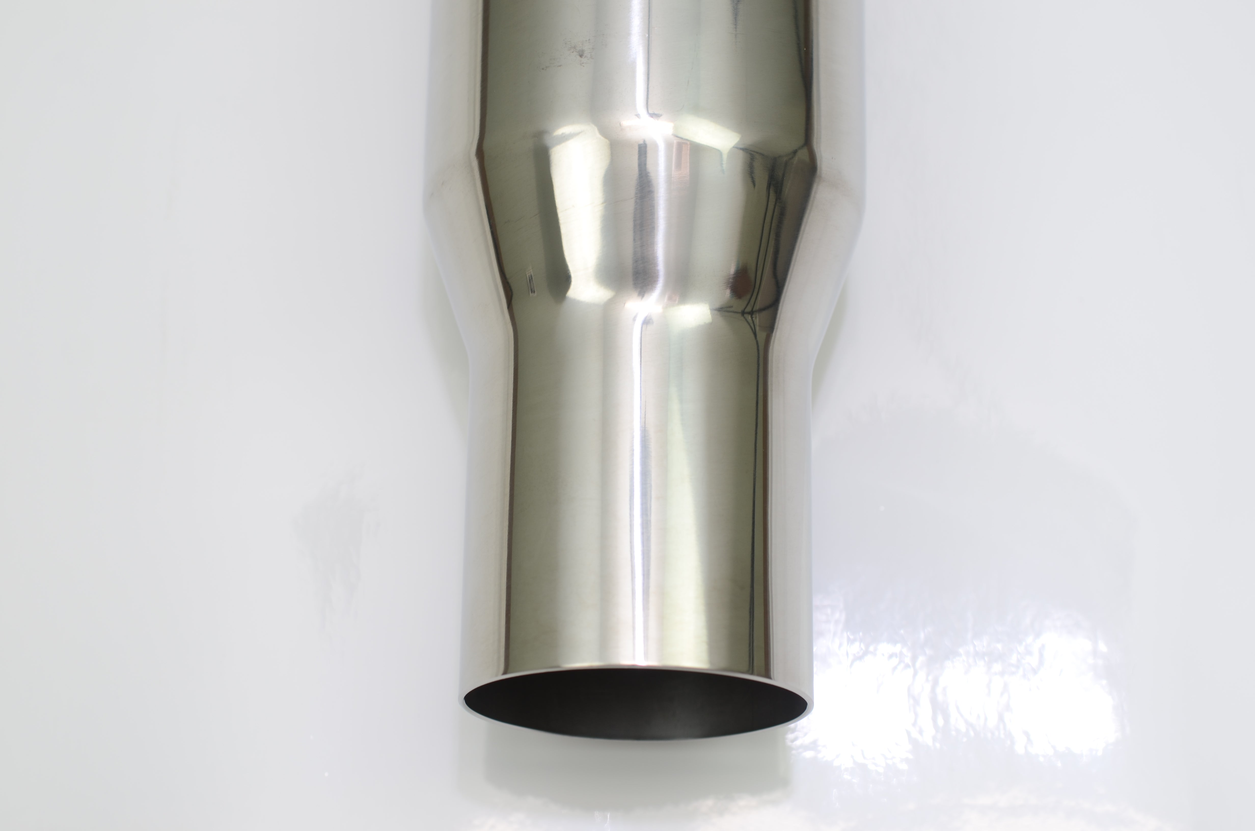All Out Fab Single Straight Blast Pipe – 3” Inlet To 4” Outlet, Polished Stainless (BOSOZOKU Style)