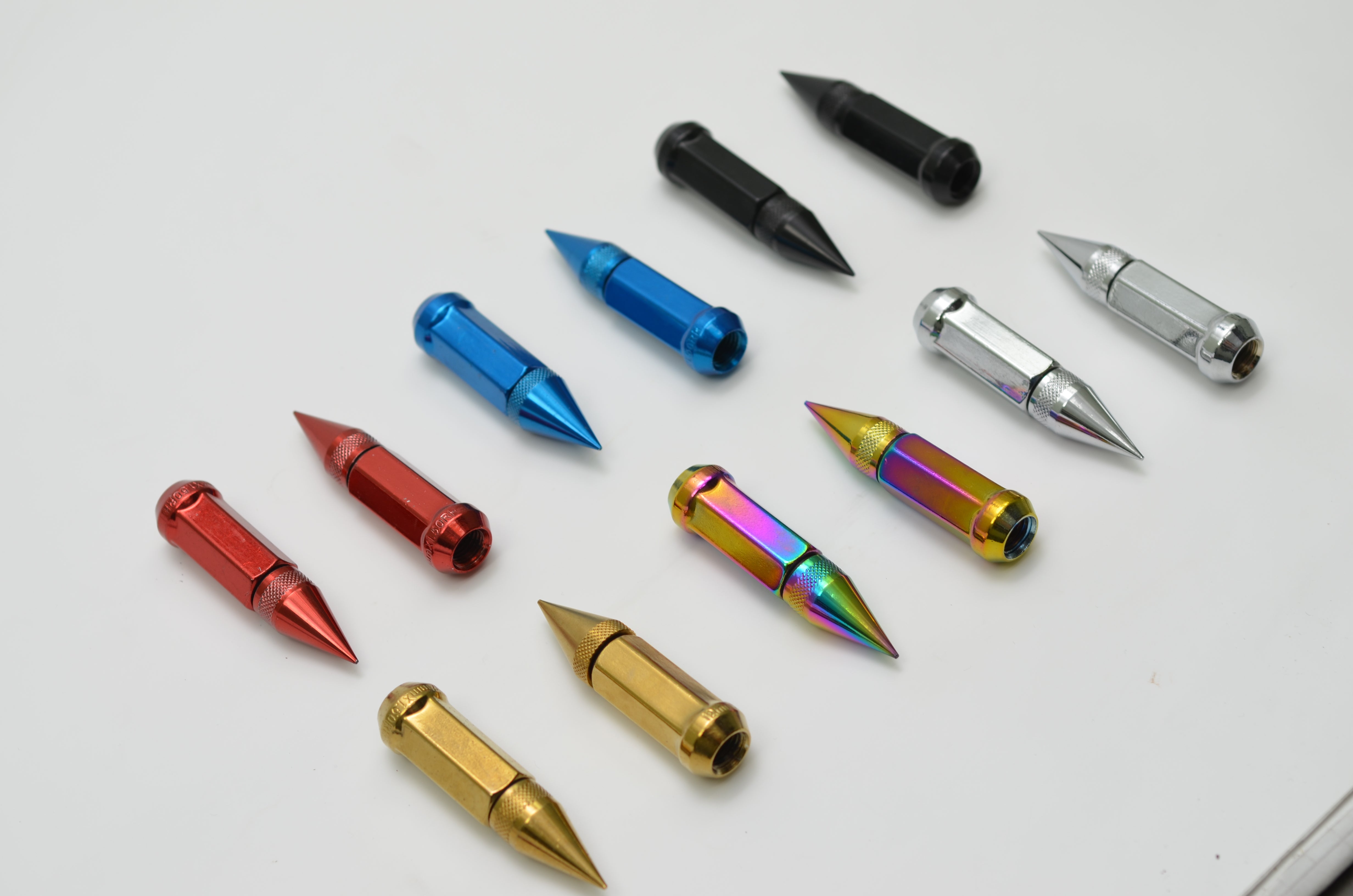 thumbnail image 2 of PM Performotor M12x1.5 Black JDM Conical Lug Nuts – Spike + Extension, 20mm X 107mm, 20pc 2 of 4